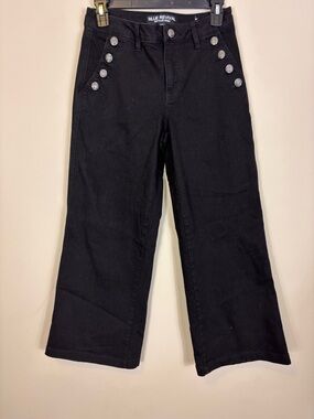 Blue Revival Free People Black Wide Leg Button-Accent Jeans 26